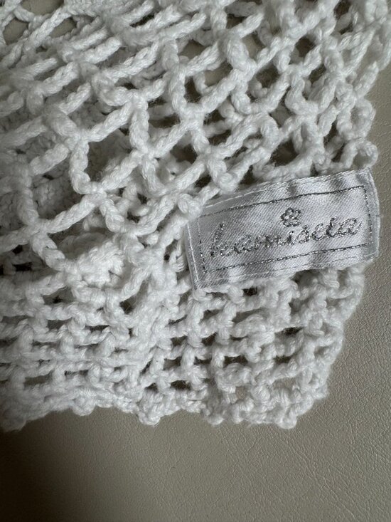 Kamiseta Crochet Open Knit White Top size XXS Short Sleeves Cottage Beachy - Picture 13 of 15